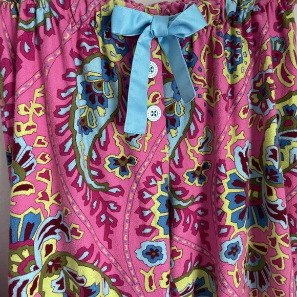 Nick & Nora VTG Flannel Print Pajamas 2 Piece SET Size S Pink Paisley Top Pants - Picture 11 of 16